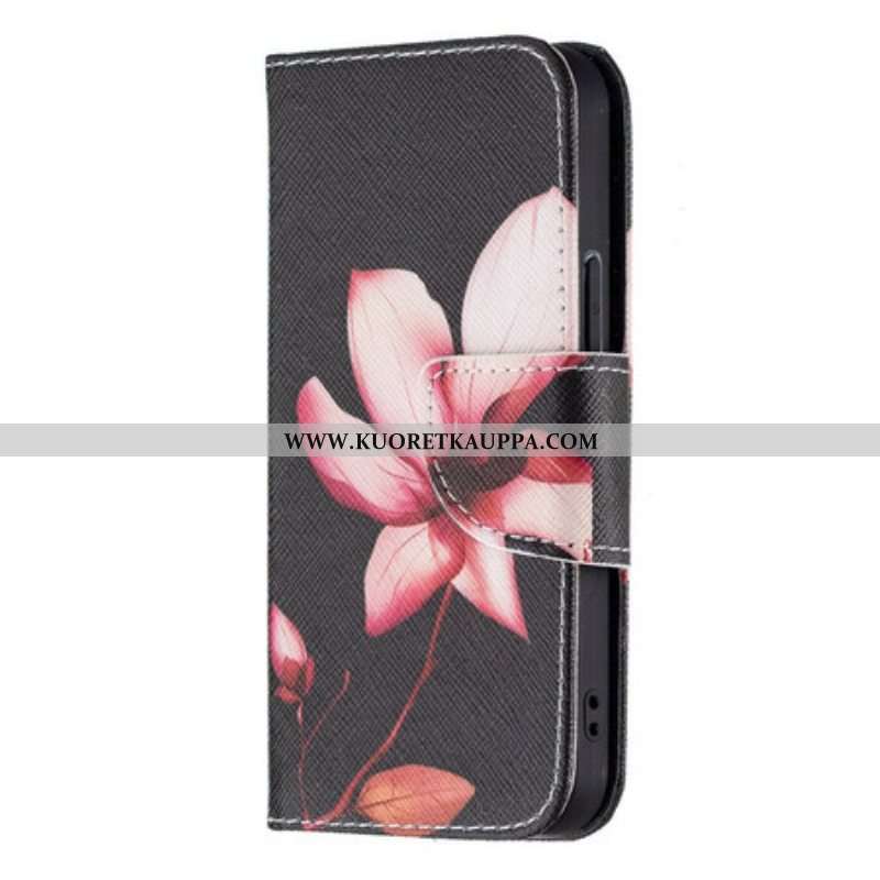 Flip Case iPhone 13 Mini Vaaleanpunainen Kukka