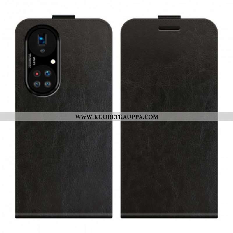 Kotelot Huawei P50 Pro Pystysuora Läppä Nahkaefekti