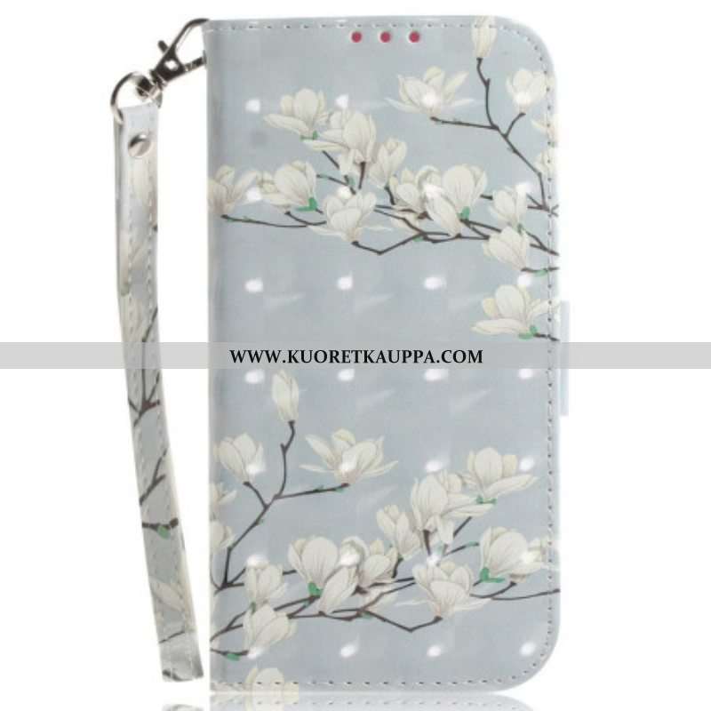 Kotelot OnePlus Nord 2T 5G Suojaketju Kuori Strappy Magnolia Flowers