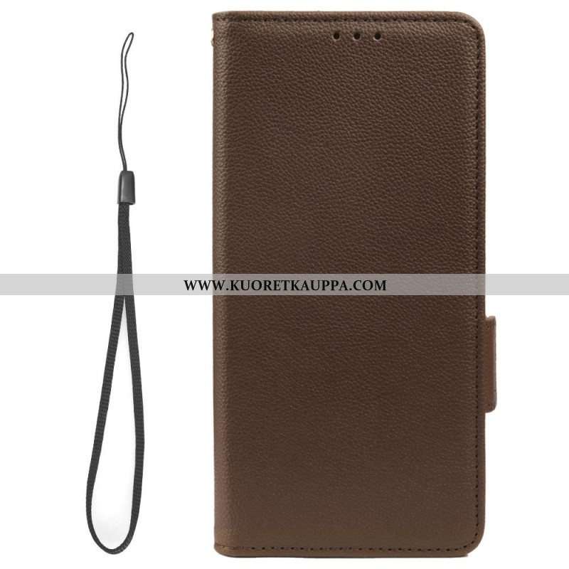 Kotelot Samsung Galaxy A14 / A14 5G Suojaketju Kuori Strappy Litchi Leather Style