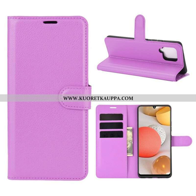 Kotelot Samsung Galaxy A42 5G Klassinen Litsi Tekonahka