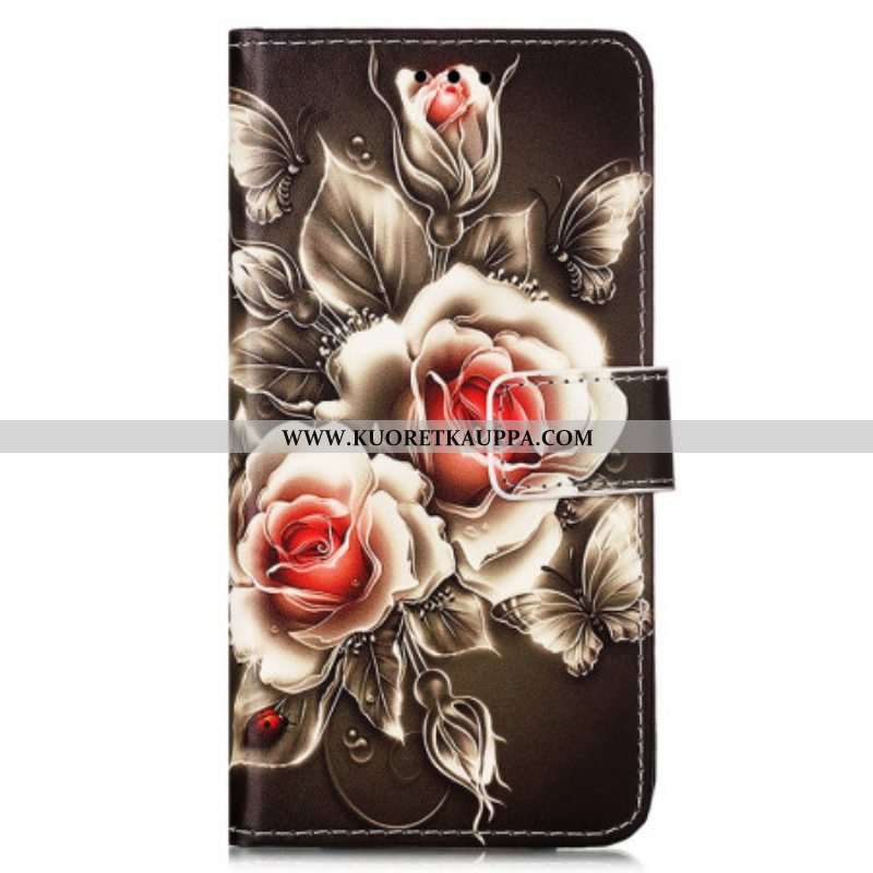 Kotelot Samsung Galaxy A54 5G Suojaketju Kuori Strap Roses