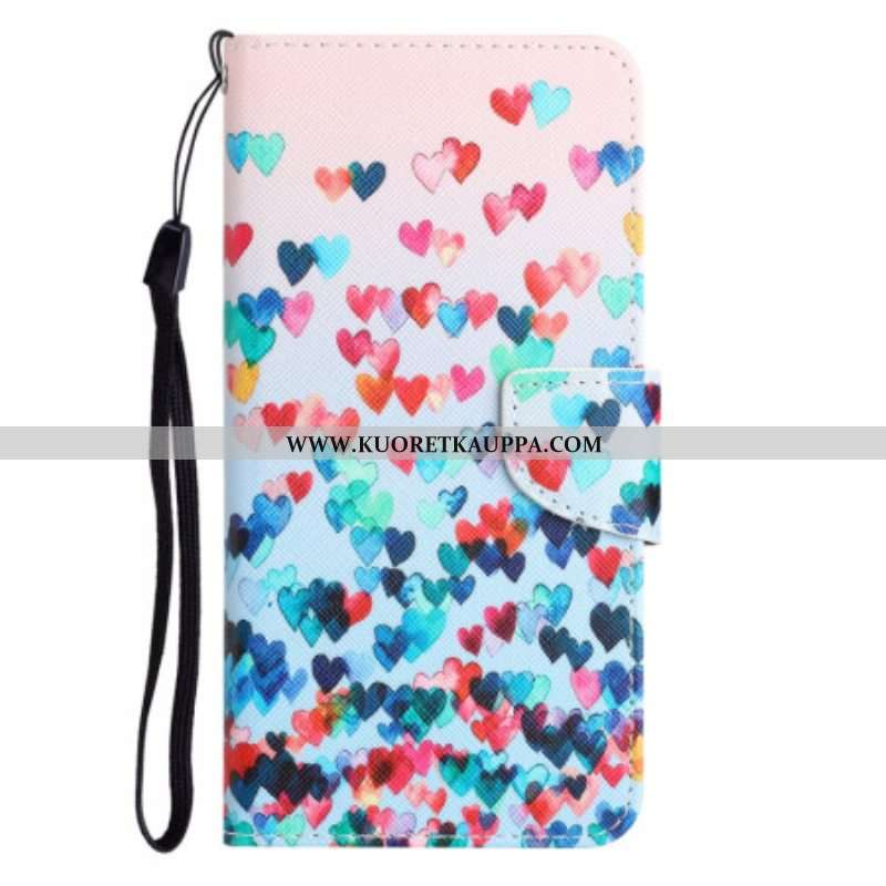 Kotelot Samsung Galaxy A54 5G Suojaketju Kuori Strappy Hearts Rain