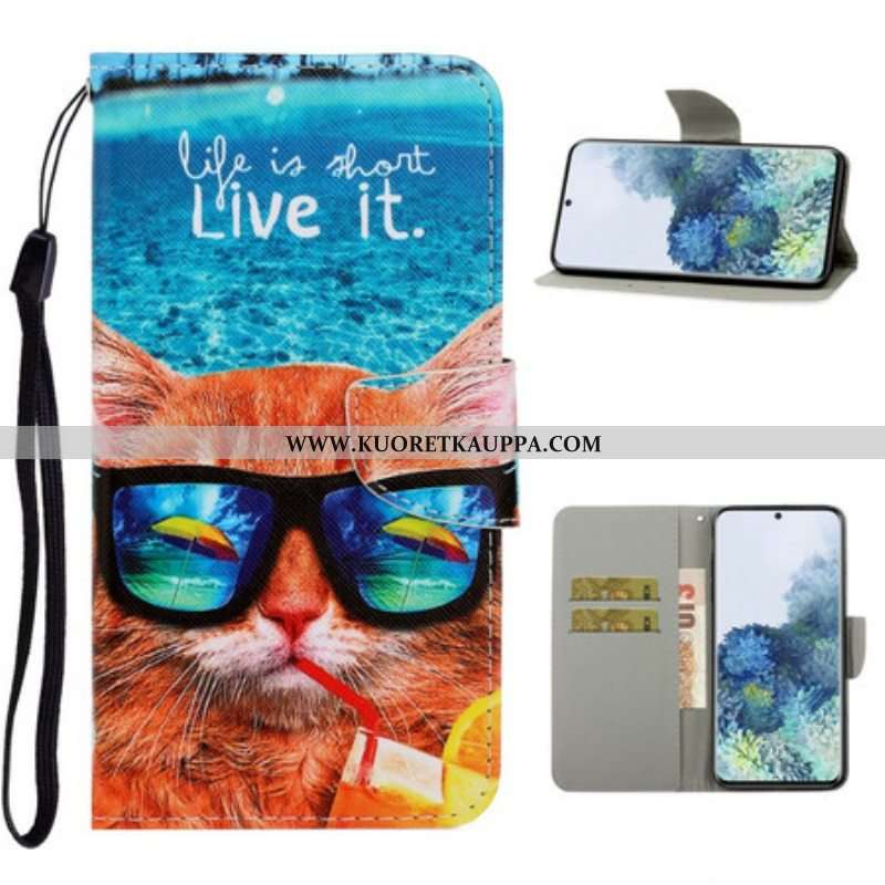 Kotelot Samsung Galaxy S21 5G Suojaketju Kuori Cat Live It Strappy