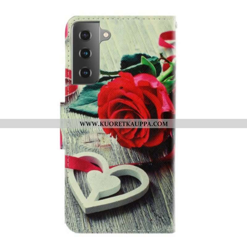 Kotelot Samsung Galaxy S21 Plus 5G Suojaketju Kuori Romanttinen Ruusu Hihnalla