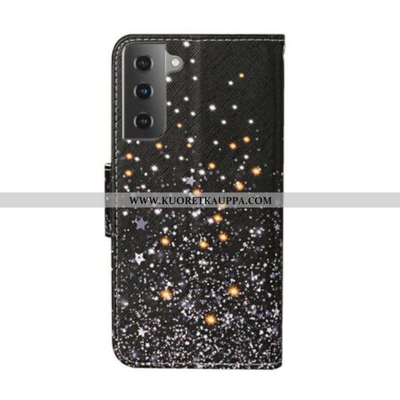 Kotelot Samsung Galaxy S21 Plus 5G Tähtiä Ja Paljetteja Kaulanauhalla