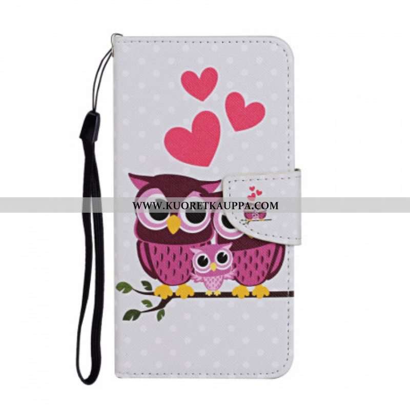 Kotelot Samsung Galaxy S22 Plus 5G Pöllöperhe Kaulanauhan Kanssa