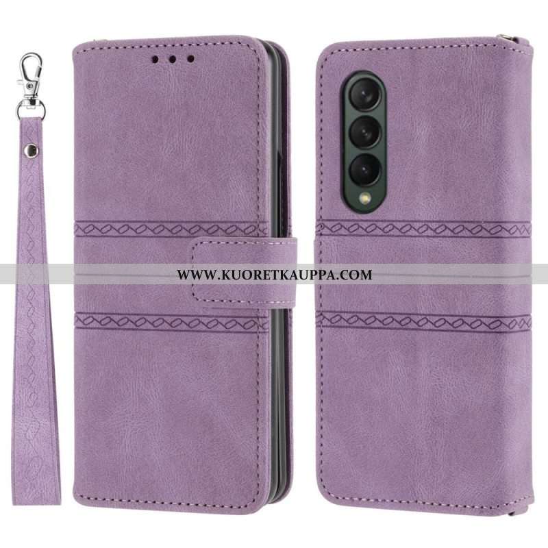 Kotelot Samsung Galaxy Z Fold 4 Keinonahkainen Vyökuvio