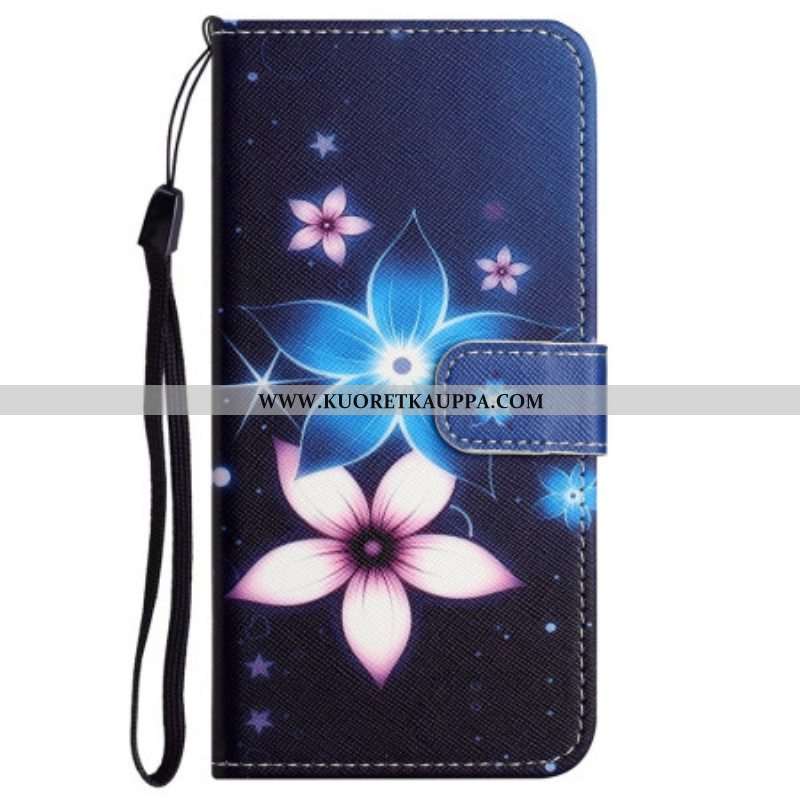 Kotelot Xiaomi Redmi Note 12 4G Suojaketju Kuori Kuun Hihnan Kukat