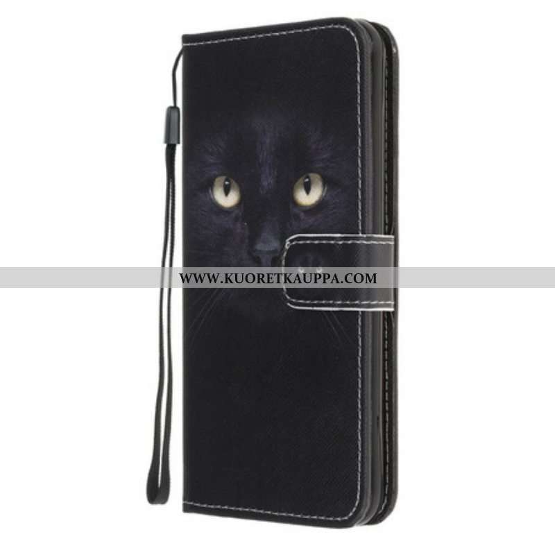 Kotelot iPhone 13 Mini Suojaketju Kuori Strappy Black Cat Eyes