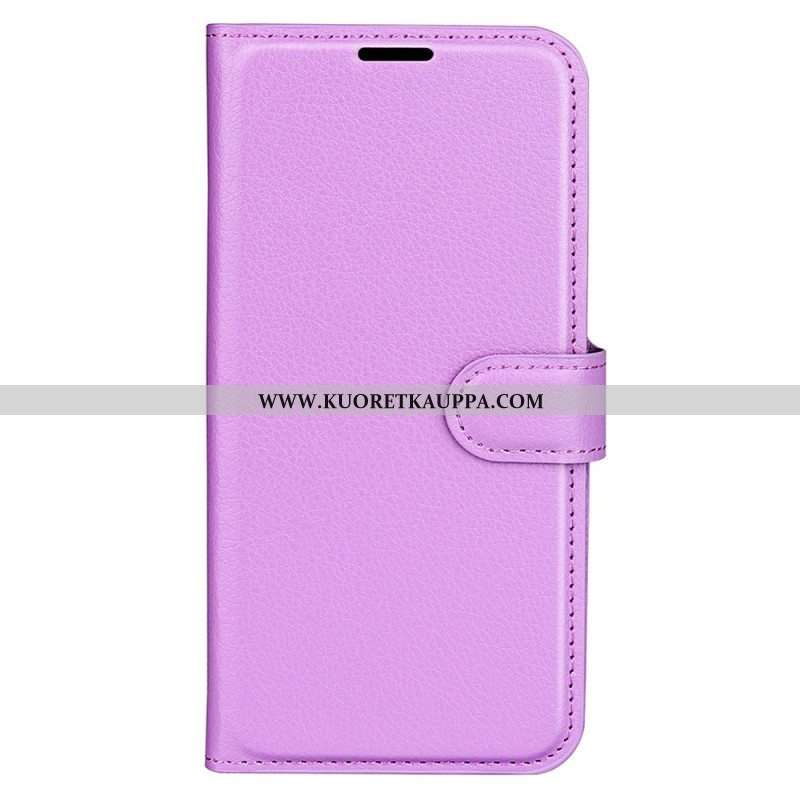 Kotelot iPhone 15 Classic Litchi Faux Leather