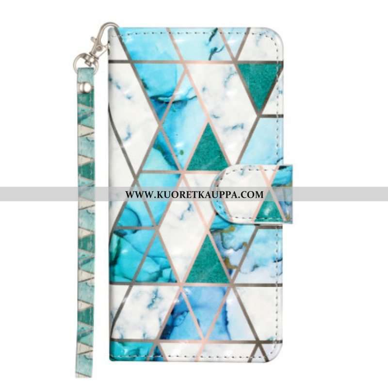 Kotelot iPhone 15 Plus Suojaketju Kuori 3d-marmori Hihnalla