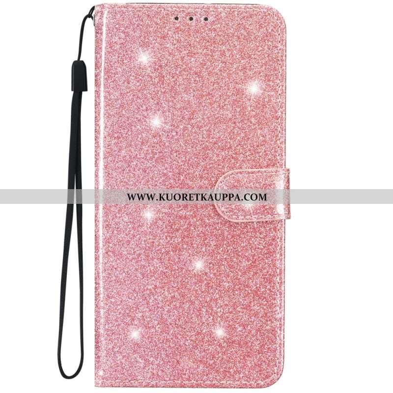 Kotelot iPhone 15 Plus Suojaketju Kuori Glitter-efekti Hihnalla