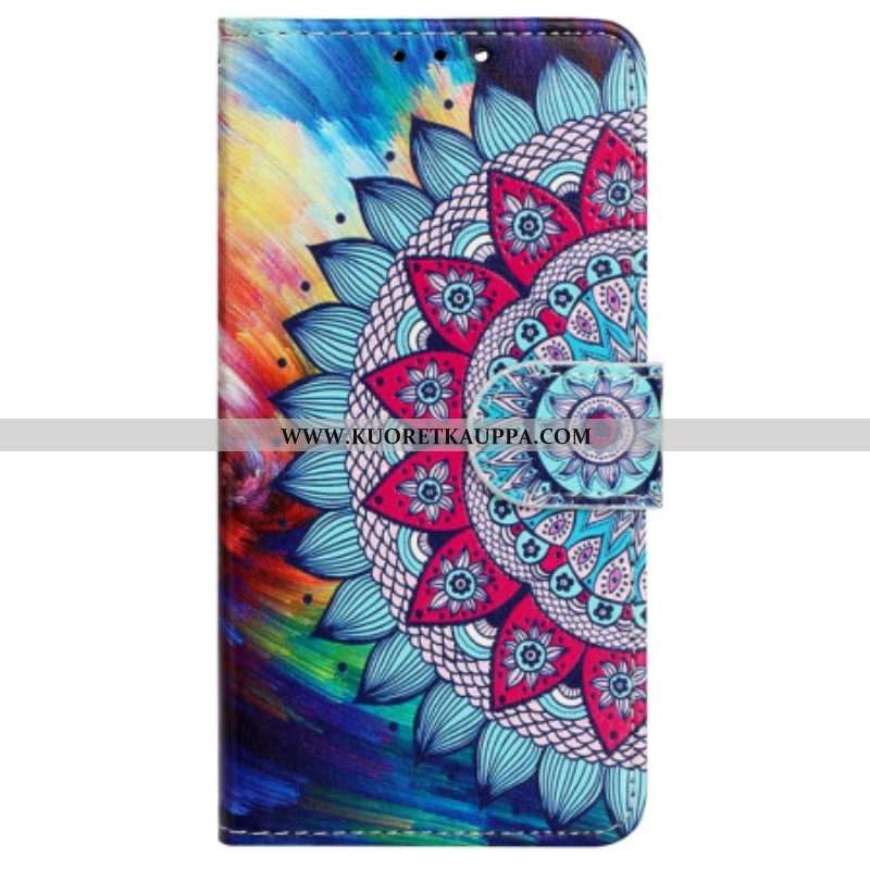 Kotelot iPhone 15 Plus Suojaketju Kuori Värikäs Mandala Hihnalla