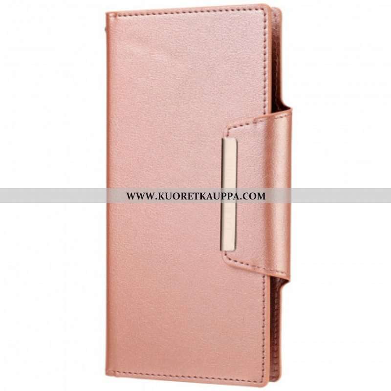 Kuori Flip Case Samsung Galaxy S21 Ultra 5G Irrotettava Hopeanvärinen Lukko