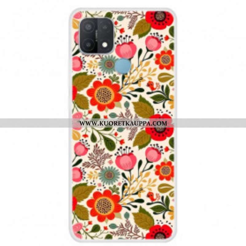 Kuori Oppo A15 Kukkainen Kuvakudos