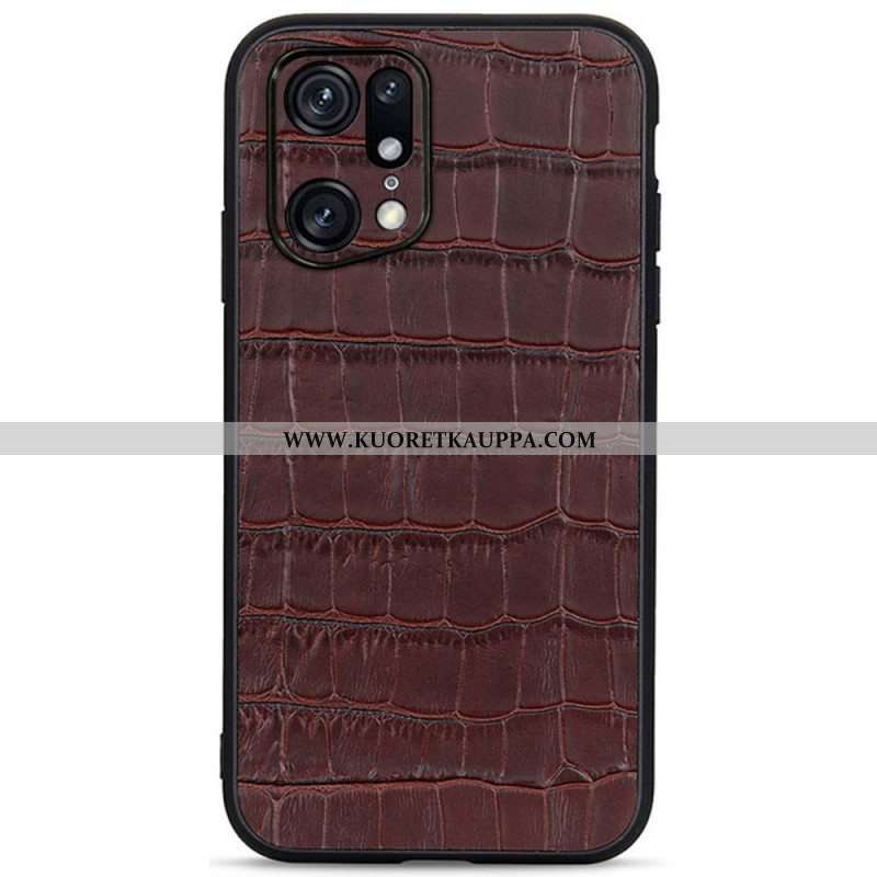Kuori Oppo Find X5 Pro Aito Crocodile Texture -nahka