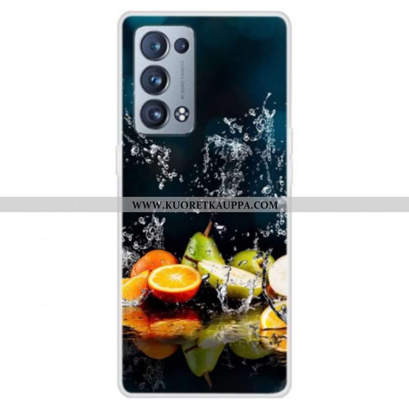 Kuori Oppo Reno 6 Pro 5G Trompe L'oeil Hedelmät Ja Vesi
