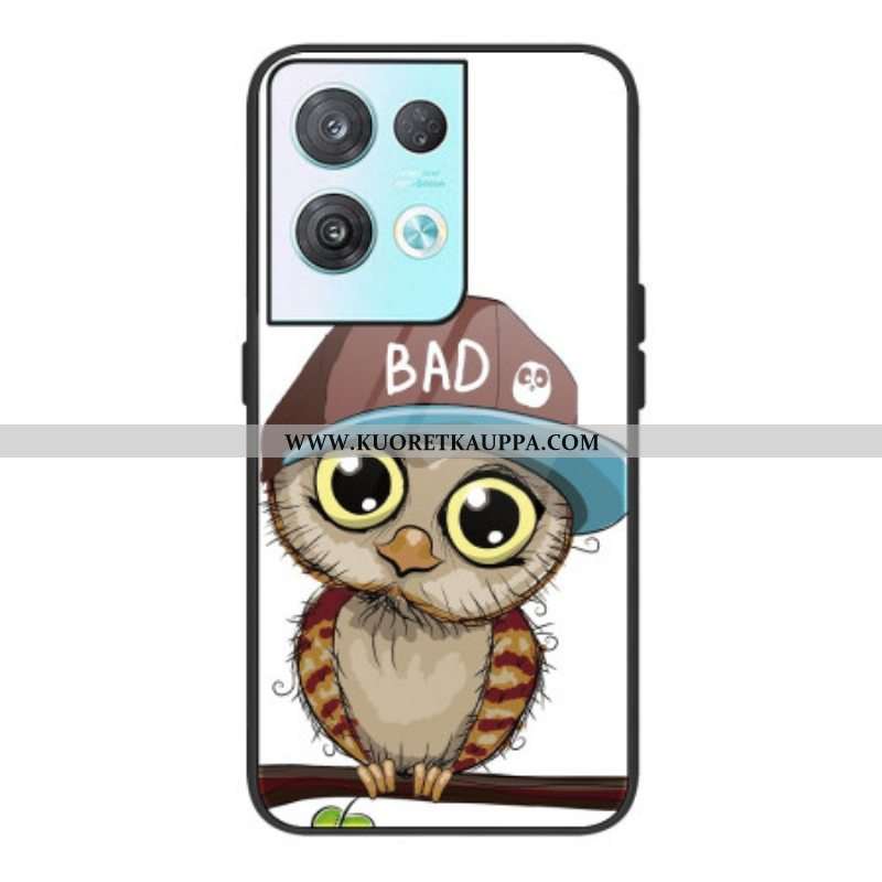 Kuori Oppo Reno 8 Bad Owl Karkaistu Lasi