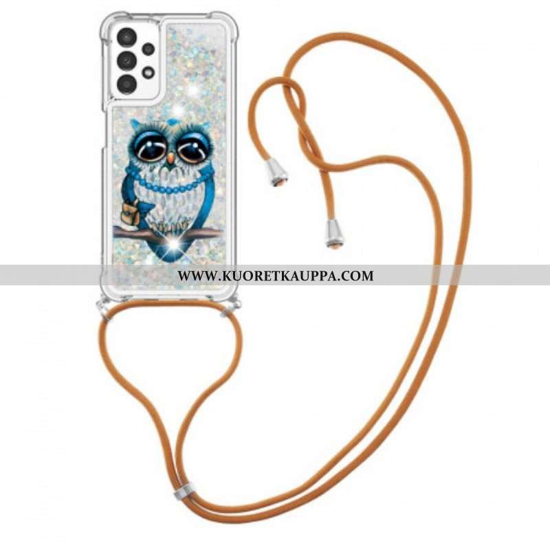 Kuori Samsung Galaxy A13 Kiristysnyörillä Paljetti Kiristysnyöri Miss Owl