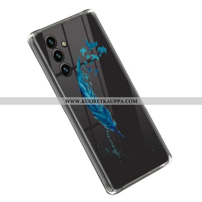 Kuori Samsung Galaxy A14 / A14 5G Läpinäkyvä Sininen Sulka