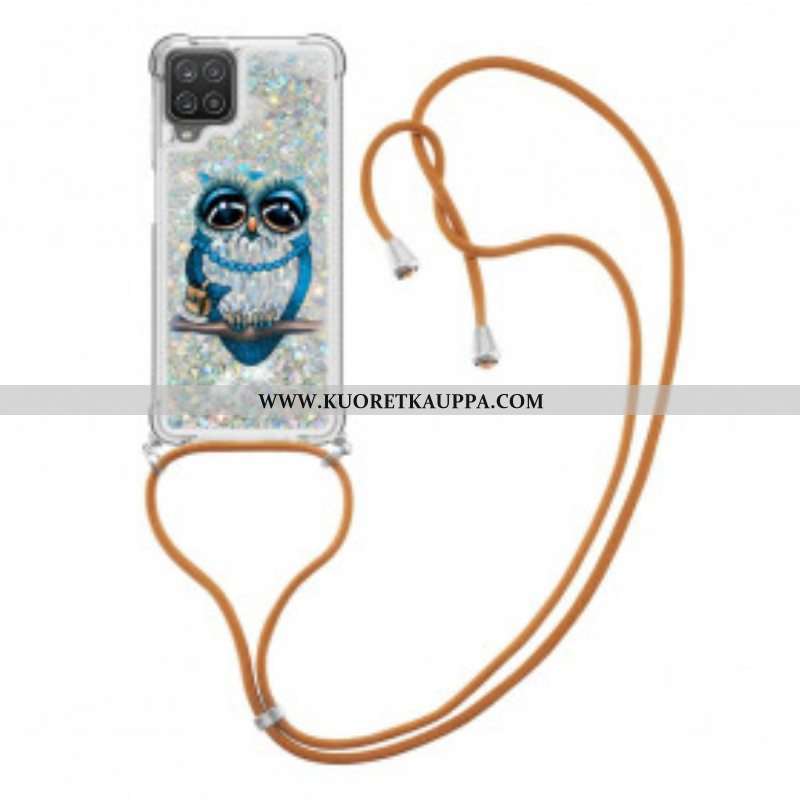 Kuori Samsung Galaxy M12 / A12 Kiristysnyörillä Paljetti Kiristysnyöri Miss Owl