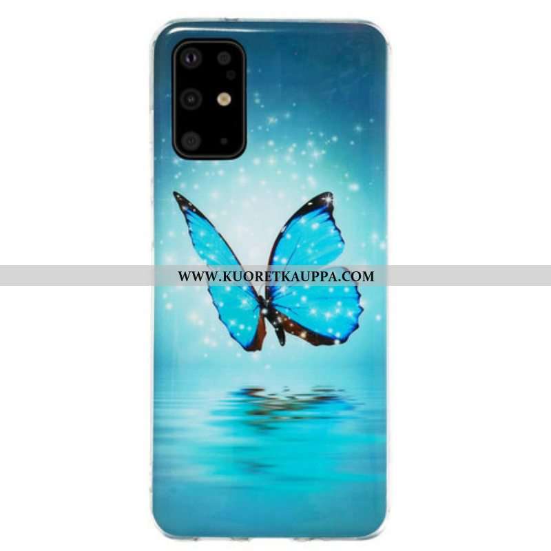 Kuori Samsung Galaxy S20 Plus / S20 Plus 5G Fluoresoiva Sininen Perhonen