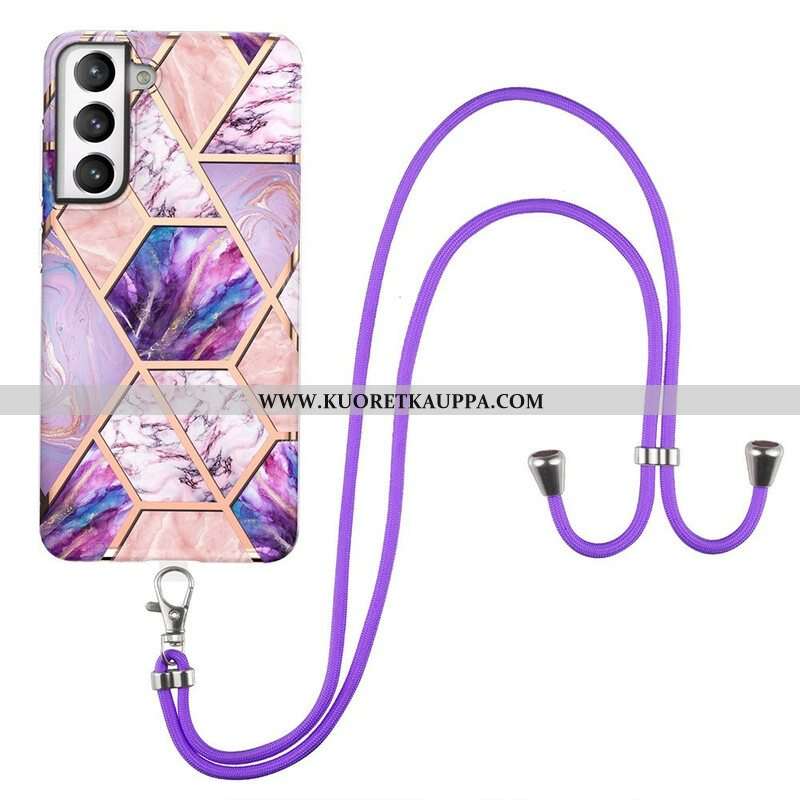 Kuori Samsung Galaxy S21 FE Kiristysnyörillä Premium-marmorijohto