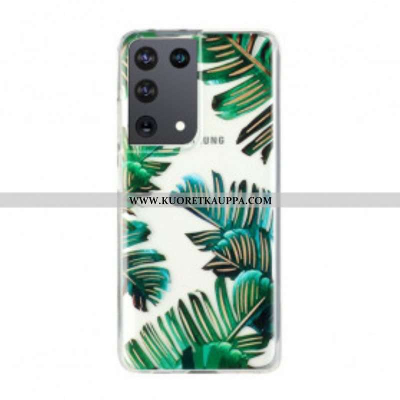Kuori Samsung Galaxy S21 Ultra 5G Saumattomat Vihreät Lehdet