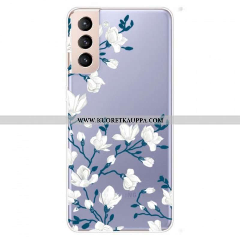 Kuori Samsung Galaxy S22 5G Saumattomat Valkoiset Kukat