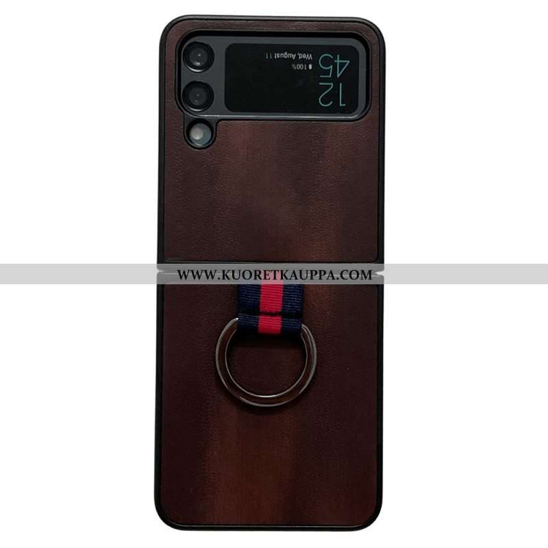 Kuori Samsung Galaxy Z Flip 4 Kotelot Flip Fire-nahkaefekti Renkaalla