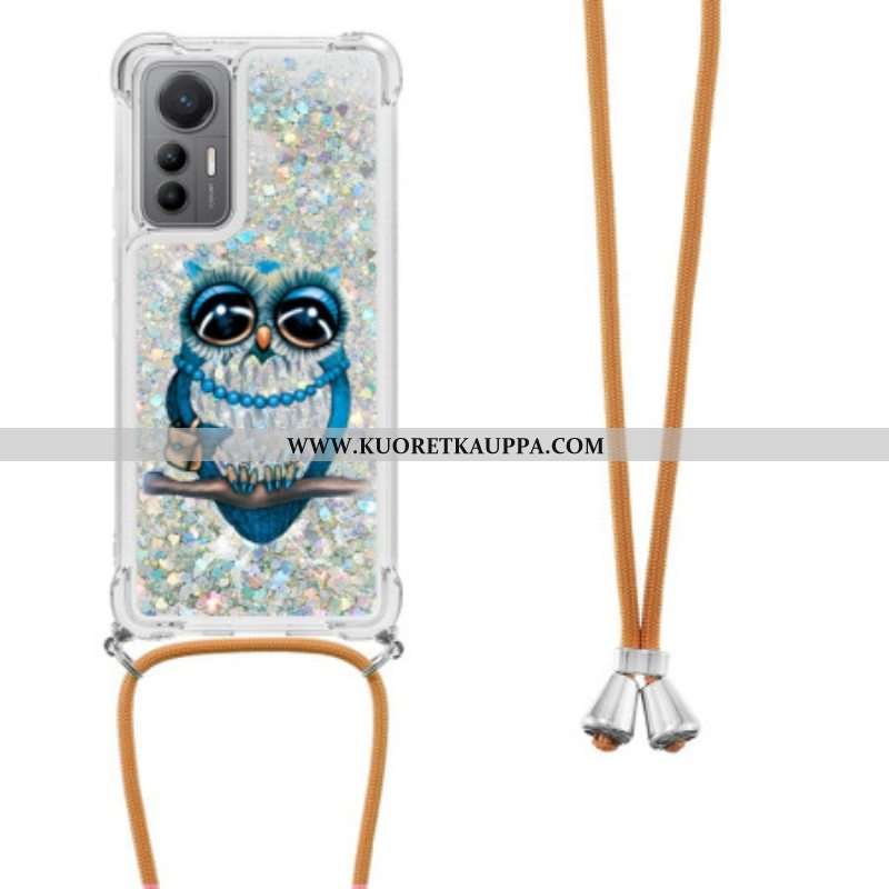 Kuori Xiaomi 12 Lite Kiristysnyörillä Paljetti Kiristysnyöri Rouva Pöllö