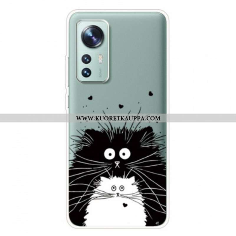 Kuori Xiaomi 12 Pro Silikoniset Mustavalkoiset Kissat