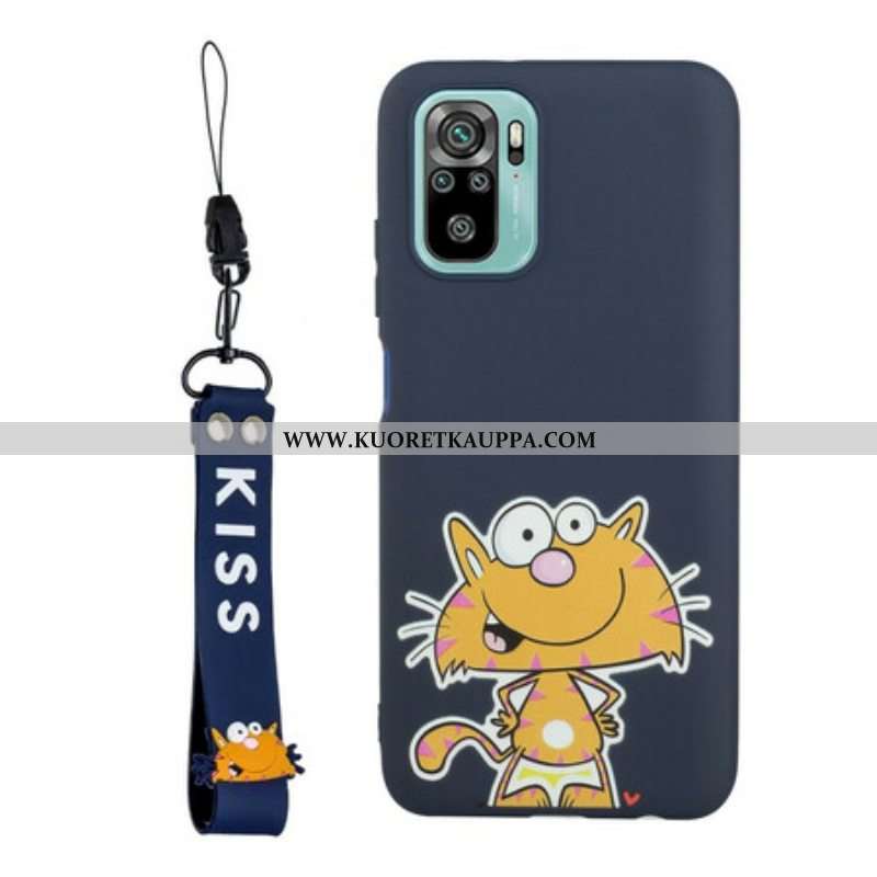 Kuori Xiaomi Redmi Note 10 / 10S Cat With Lanyard Kiss