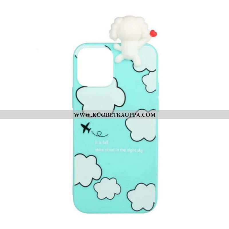 Kuori iPhone 13 Mini 3d-koira Pilvissä