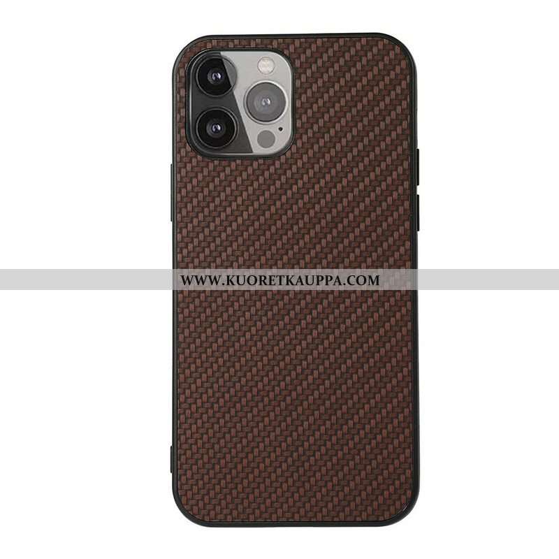 Kuori iPhone 13 Pro Max Nahkavaikutteinen Hiilikuiturakenne