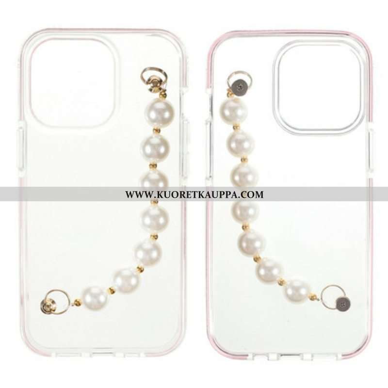 Kuori iPhone 13 Pro Silikoni Rannekorun Helmiä