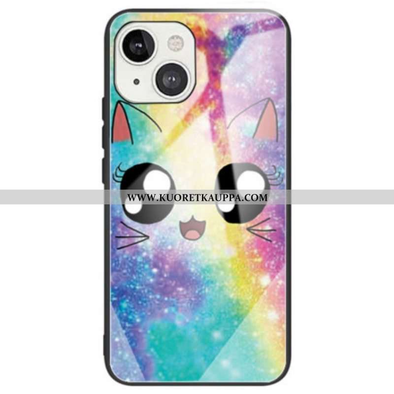 Kuori iPhone 14 Deco Cat Karkaistu Lasi