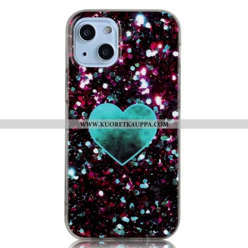 Kuori iPhone 14 Kimaltava Sydän