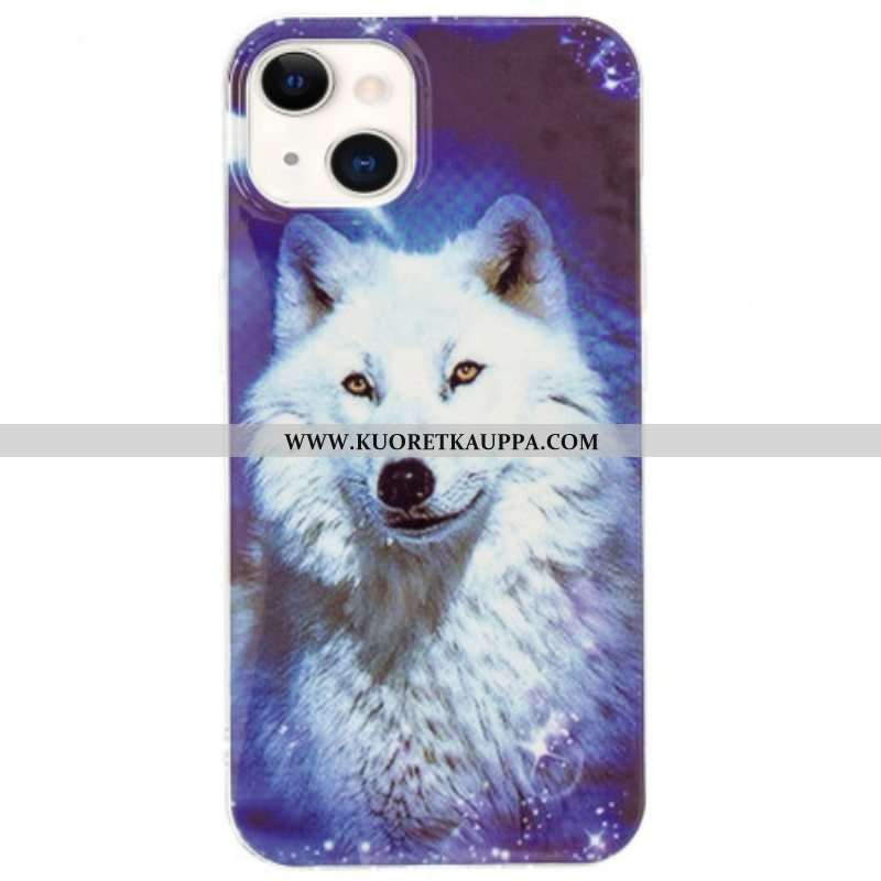 Kuori iPhone 15 Plus Fluoresoiva White Wolf