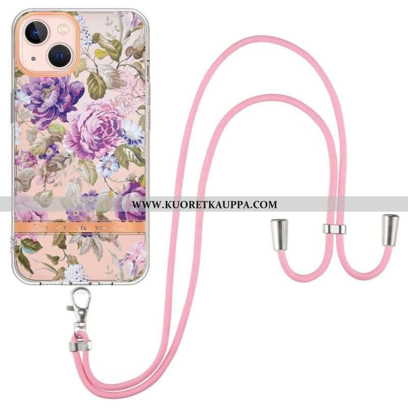 Kuori iPhone 15 Plus Kiristysnyörillä Cordon Flowers
