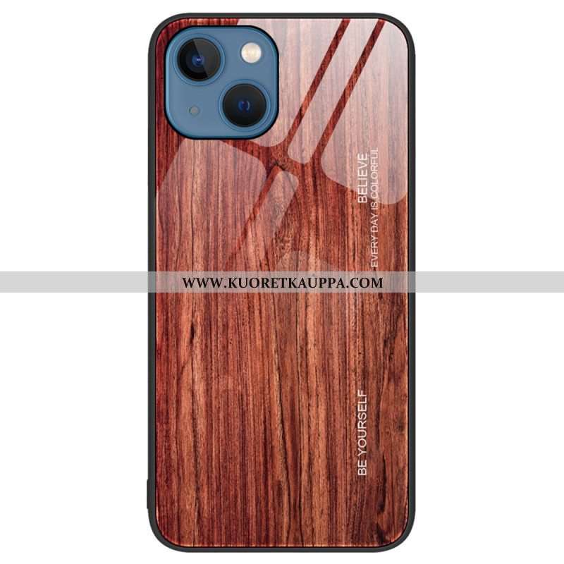 Kuori iPhone 15 Plus Tempered Glass Wood Design