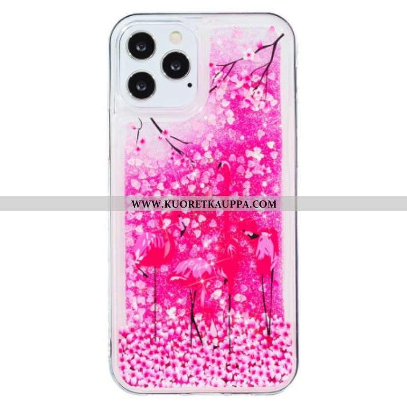 Kuori iPhone 15 Pro Flamingo Glitter