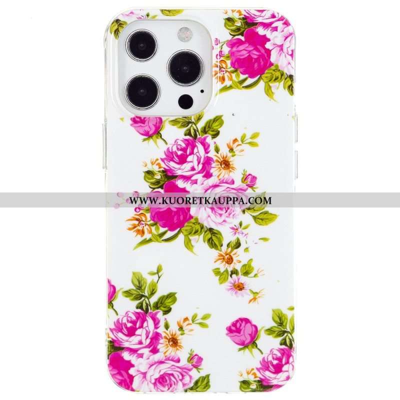 Kuori iPhone 15 Pro Fluoresoivat Kukat