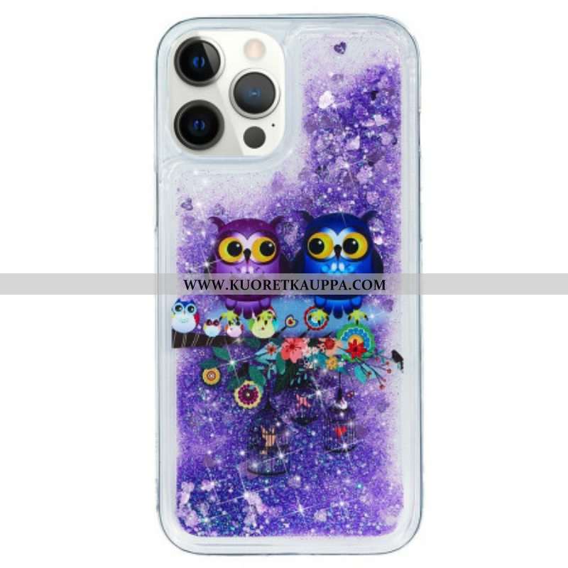 Kuori iPhone 15 Pro Kimaltava Pöllöpari