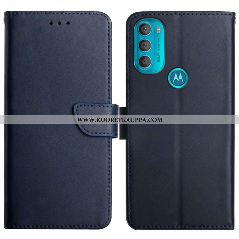 Nahkakotelo Moto G71 5G Aitoa Nappan Nahkaa