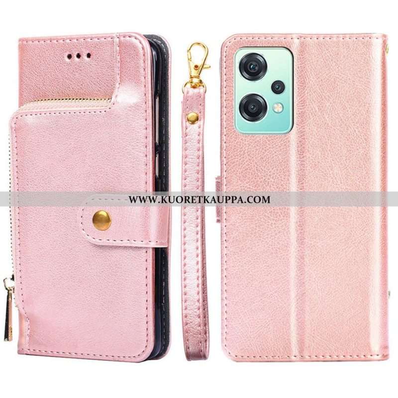 Nahkakotelo OnePlus Nord CE 2 Lite 5G Edessä Kolikkolaukku Ja Kaulanauha