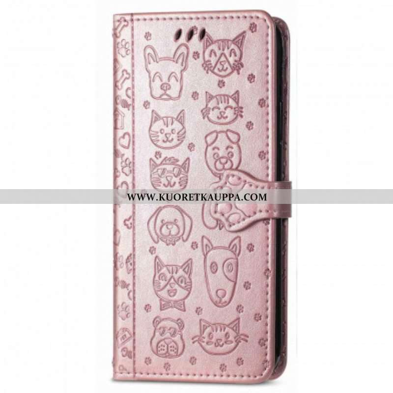 Nahkakotelo Oppo A94 5G Animoidut Eläimet