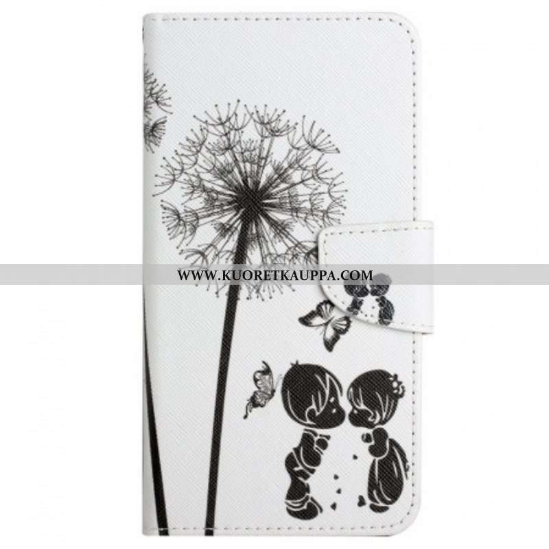 Nahkakotelo Samsung Galaxy A13 Suojaketju Kuori Lanyard Voikukkien