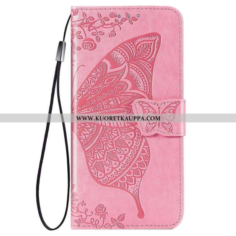 Nahkakotelo Samsung Galaxy S22 Ultra 5G Puolikkaat Perhoset